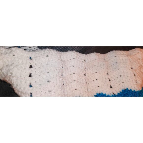 Crochet Striped Baby Blanket gPink/Blue/White With Tassels NEW 45X38 - Picture 8 of 10